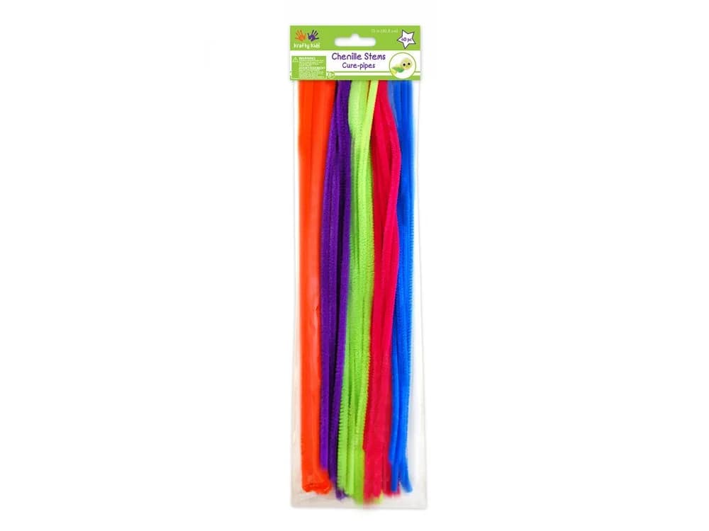 Krafty Kids Chenille Stems 40 Piece Glamour Mix | Flexible Craft Pipe Cleaners for Kids & Art Projects