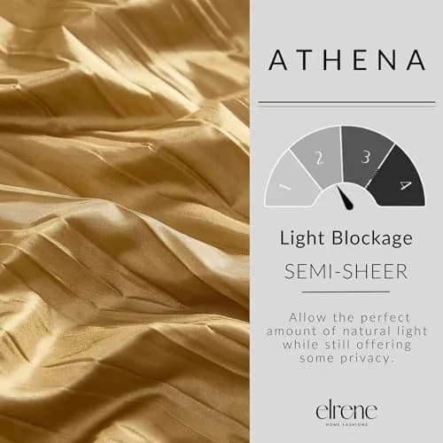 Threadmade Athena Faux Silk Window Curtain and Scarf Set, Gold - 52" W x 95" L | Elegant Drapery for Home thumbnail 5