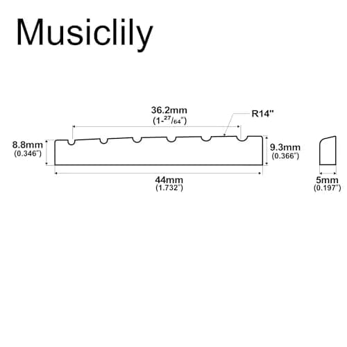 Musiclily Pro 44mm Flat Bottom Bone Nut 44x5x9.3mm | Standard LP Style Guitar Part thumbnail 2