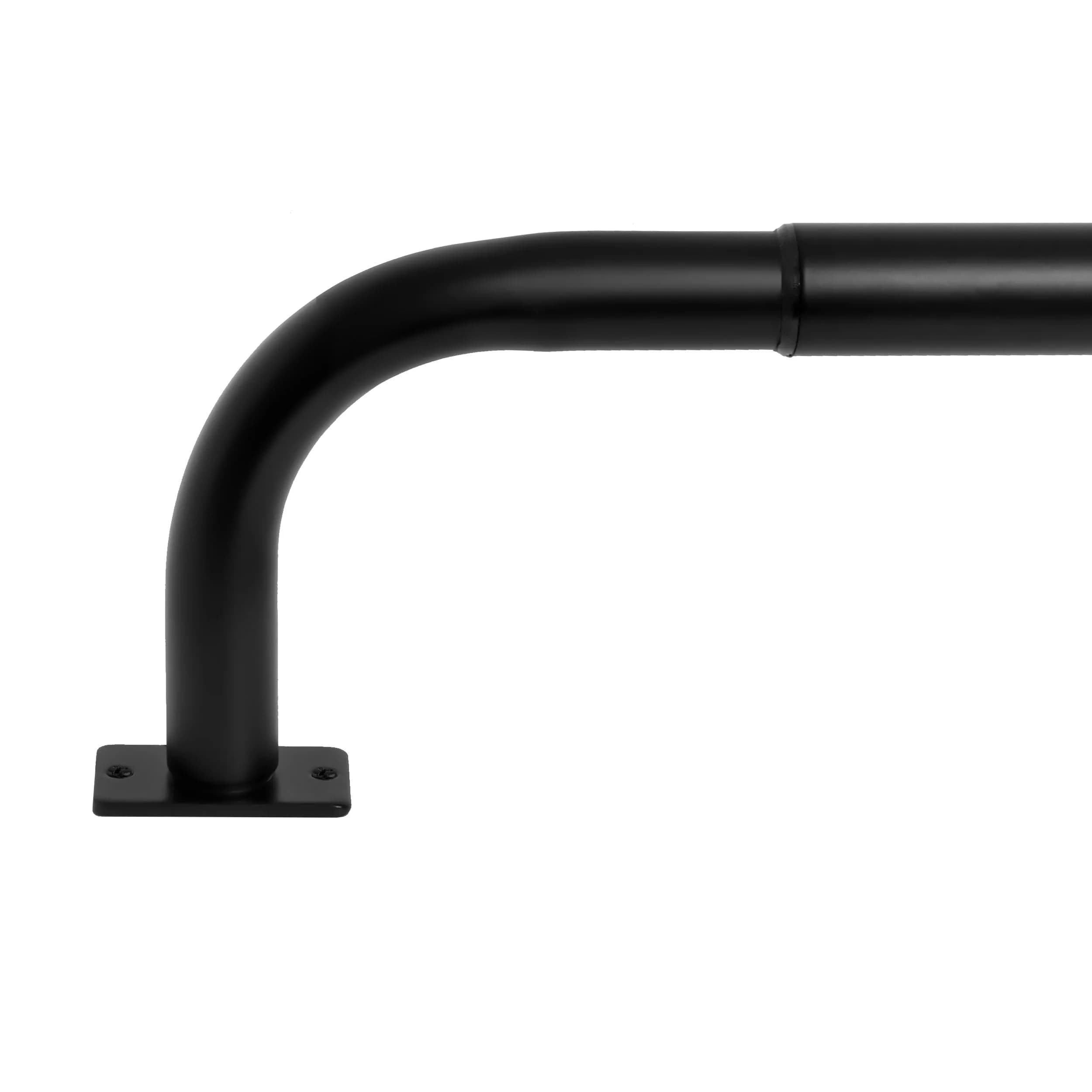 MERIVILLE 1-Inch Diameter Wrap Around Blackout Curtain Rod, 28-48 Inch | Energy Saving & Durable Metal Design — Black