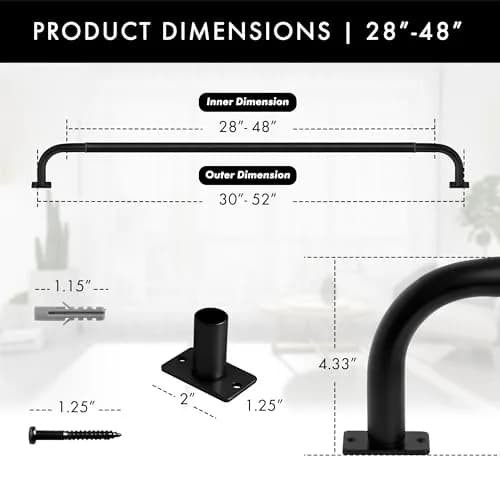 MERIVILLE 1-Inch Diameter Wrap Around Blackout Curtain Rod, 28-48 Inch | Energy Saving & Durable Metal Design thumbnail 2