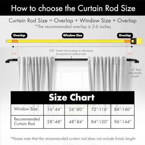 MERIVILLE 1-Inch Diameter Wrap Around Blackout Curtain Rod, 28-48 Inch | Energy Saving & Durable Metal Design thumbnail 3