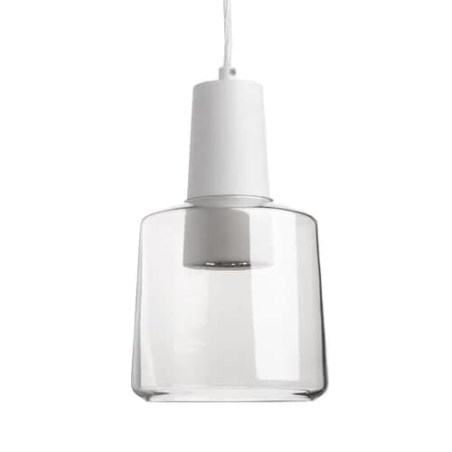 Kuzco Samson 6in 1-Light Pendant Clear Frosted Acrylic | Modern Retro Ceiling Light with Adjustable Suspension thumbnail 1