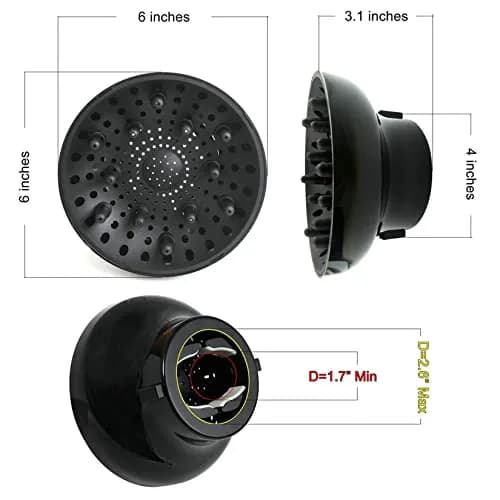 Hairizone Universal Hair Diffuser for Curly & Wavy Hair | 15.7 cm (6.2 in) Diameter, Shiny Black thumbnail 7