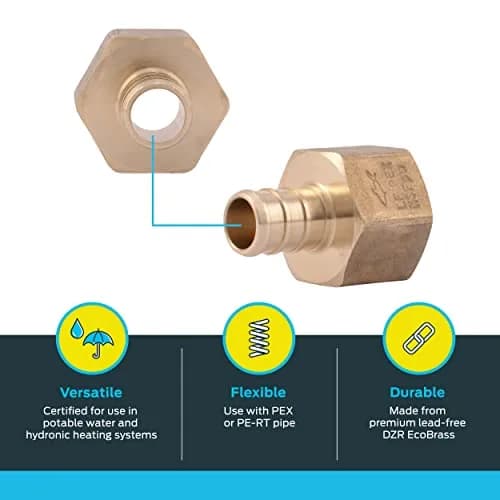 SharkBite 1/2 Inch PEX Crimp x 1/2 Inch FNPT Brass Adapter (5-Pack) | Plumbing Fitting for Potable Water & Hydronic Heating thumbnail 3