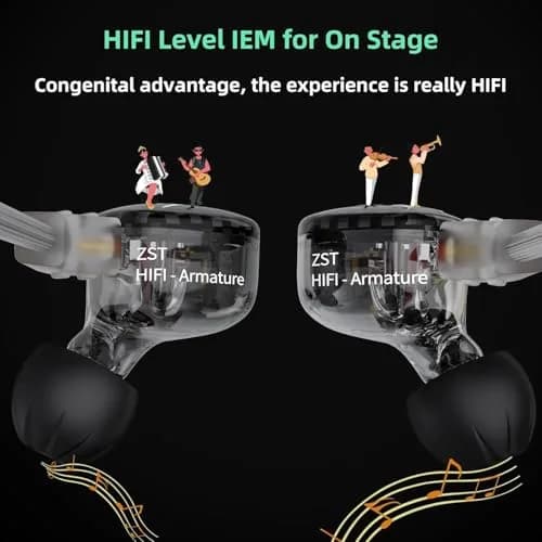 YINYOO KZ-ZST Hybrid In-Ear Monitor Headphones 1BA+1DD 10mm Driver | HiFi Wired Earbuds with Detachable Cable thumbnail 3