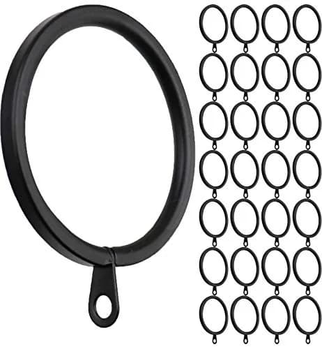 MERIVILLE Curtain Rings 28 pcs Black 2" | Sleek Steel Flat Design for Elegant Drapery (70-120 chars) thumbnail 1