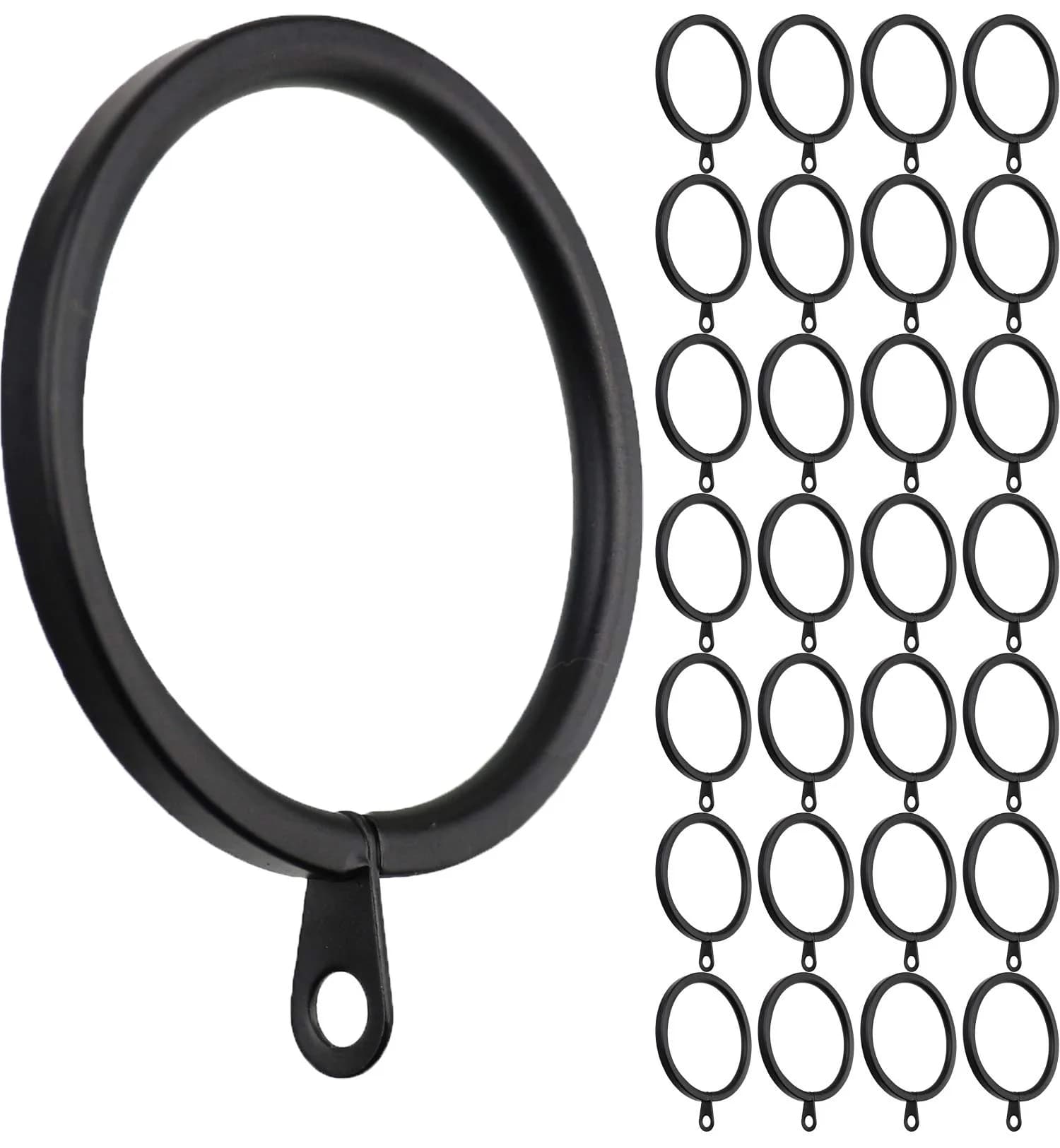 MERIVILLE Curtain Rings Oil-Rubbed Bronze 14 pcs | Thick Steel, 2" Inner Diameter, Compatible with 1.5" Rod — Black