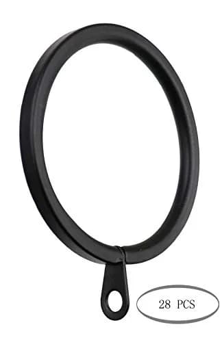 MERIVILLE Curtain Rings 28 pcs Black 2" | Sleek Steel Flat Design for Elegant Drapery (70-120 chars) thumbnail 2