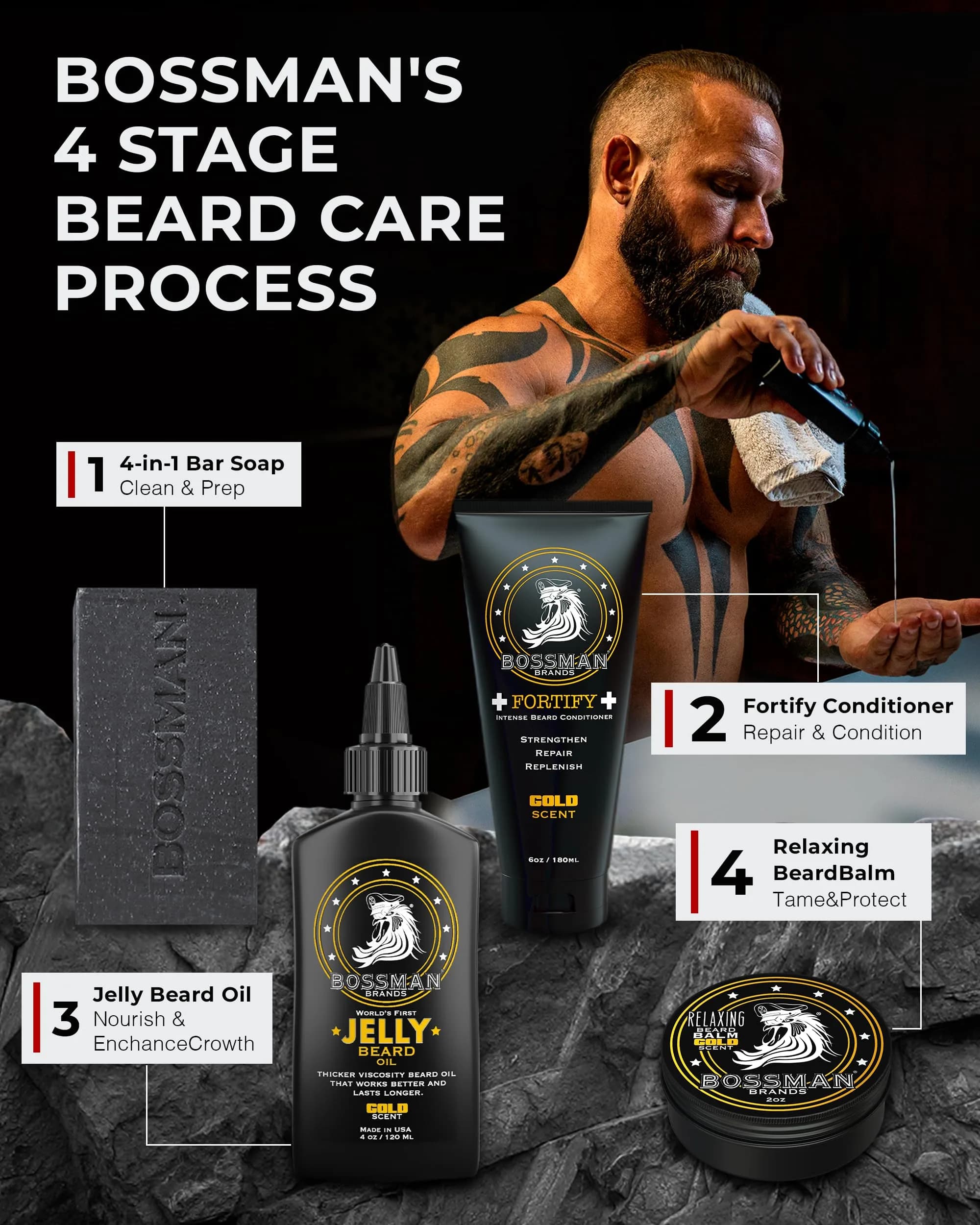 Bossman Fortify Intense Beard Conditioner Gold Scent 177ml (6 Fl Oz) | Deeply Moisturizes & Strengthens Beard - view 7