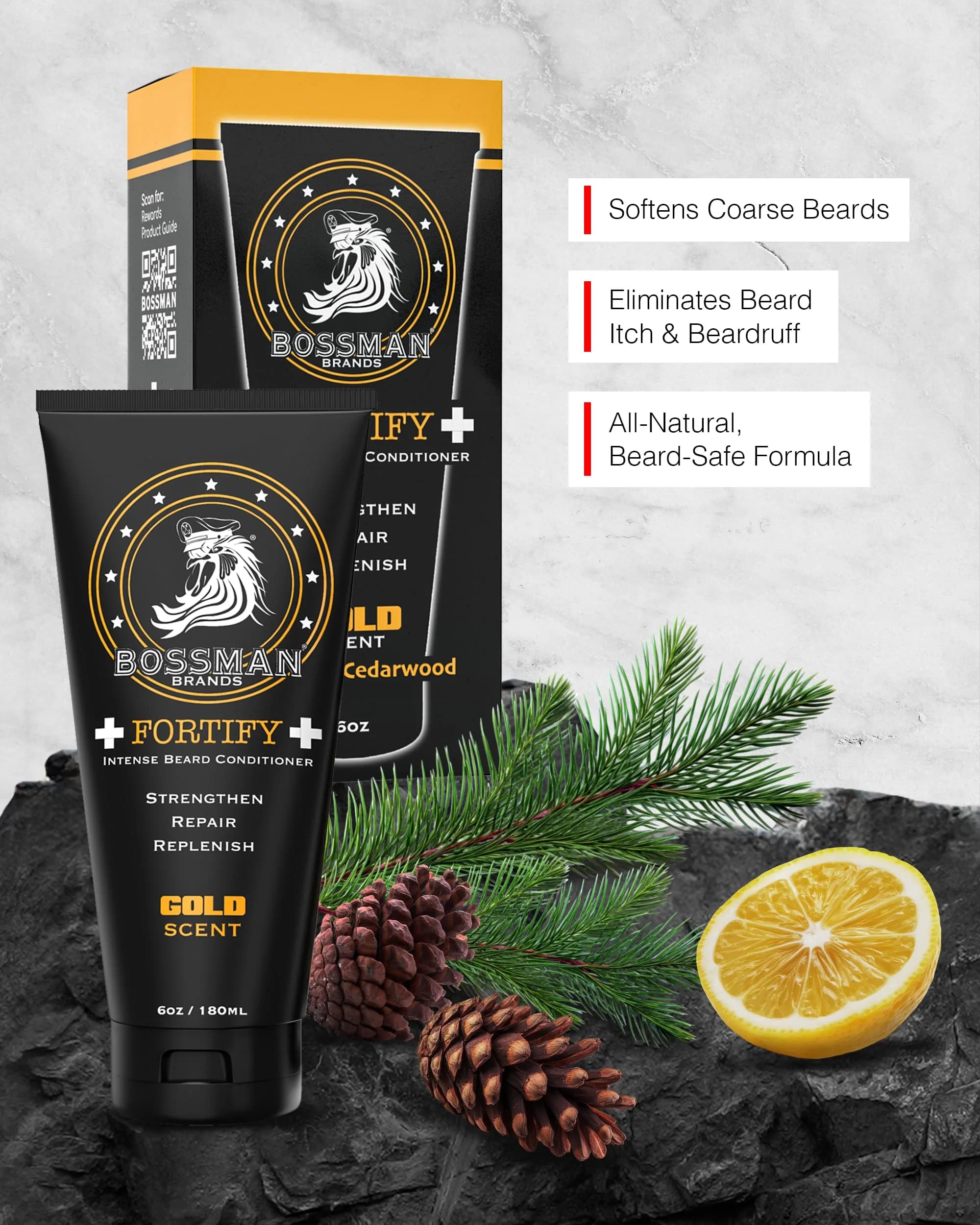 Bossman Fortify Intense Beard Conditioner Gold Scent 177ml (6 Fl Oz) | Deeply Moisturizes & Strengthens Beard - view 2