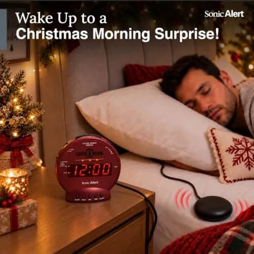 Sonic Alert Sonic Bomb Dual Alarm Clock with Bed Shaker, Red, Heavy Sleepers, Battery Backup | Wake with a Shake thumbnail 3