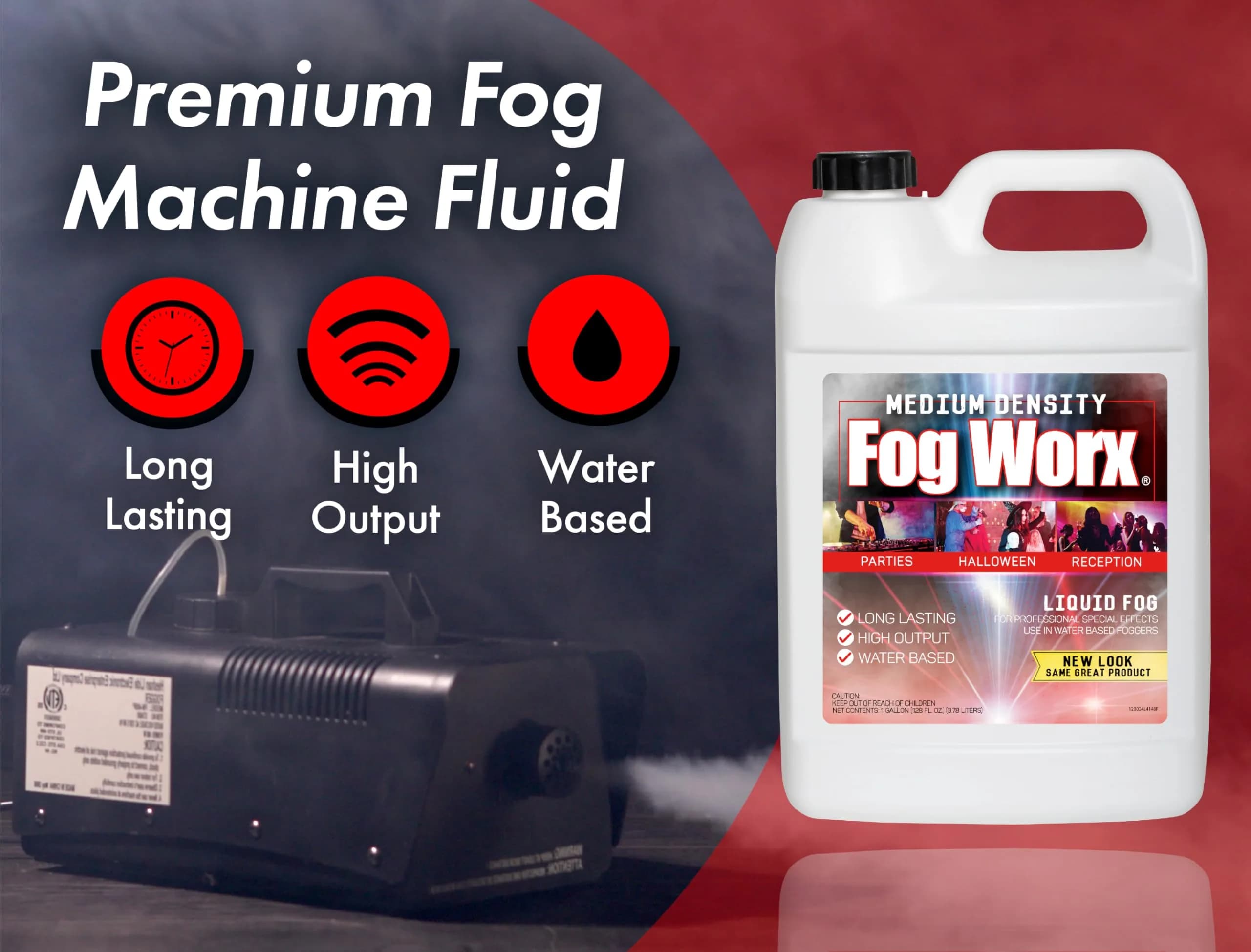 FogWorx Fog Juice - 1 Gallon of Organic Fog Fluid (128 oz) - Medium Density, High Output, Long Lasting Fog Machine Fluid for 400 Watt to 1500 Watt Machines thumbnail 2