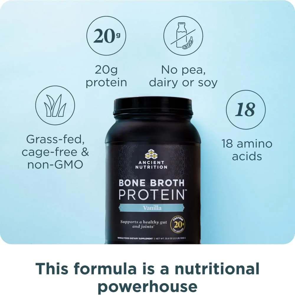 Ancient Nutrition Vanilla Bone Broth Protein Powder | 40 Servings - view 2