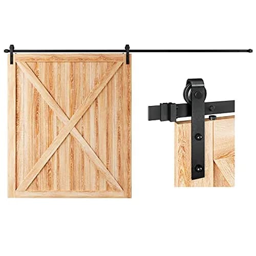 EaseLife 12 FT Sliding Barn Door Hardware Track Kit | Smooth & Quiet, Easy Install (12FT Track Kit for 72" Wide Single Door) thumbnail 1