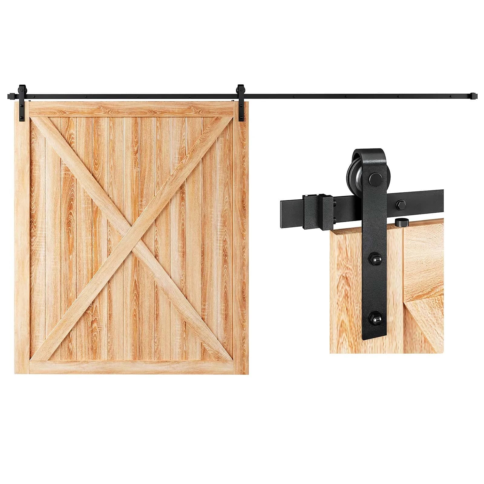 EaseLife 8 FT Sliding Barn Door Hardware Track Kit | Quiet & Smooth, Easy Install (8FT Track for 40-48" Wide Door) — Black