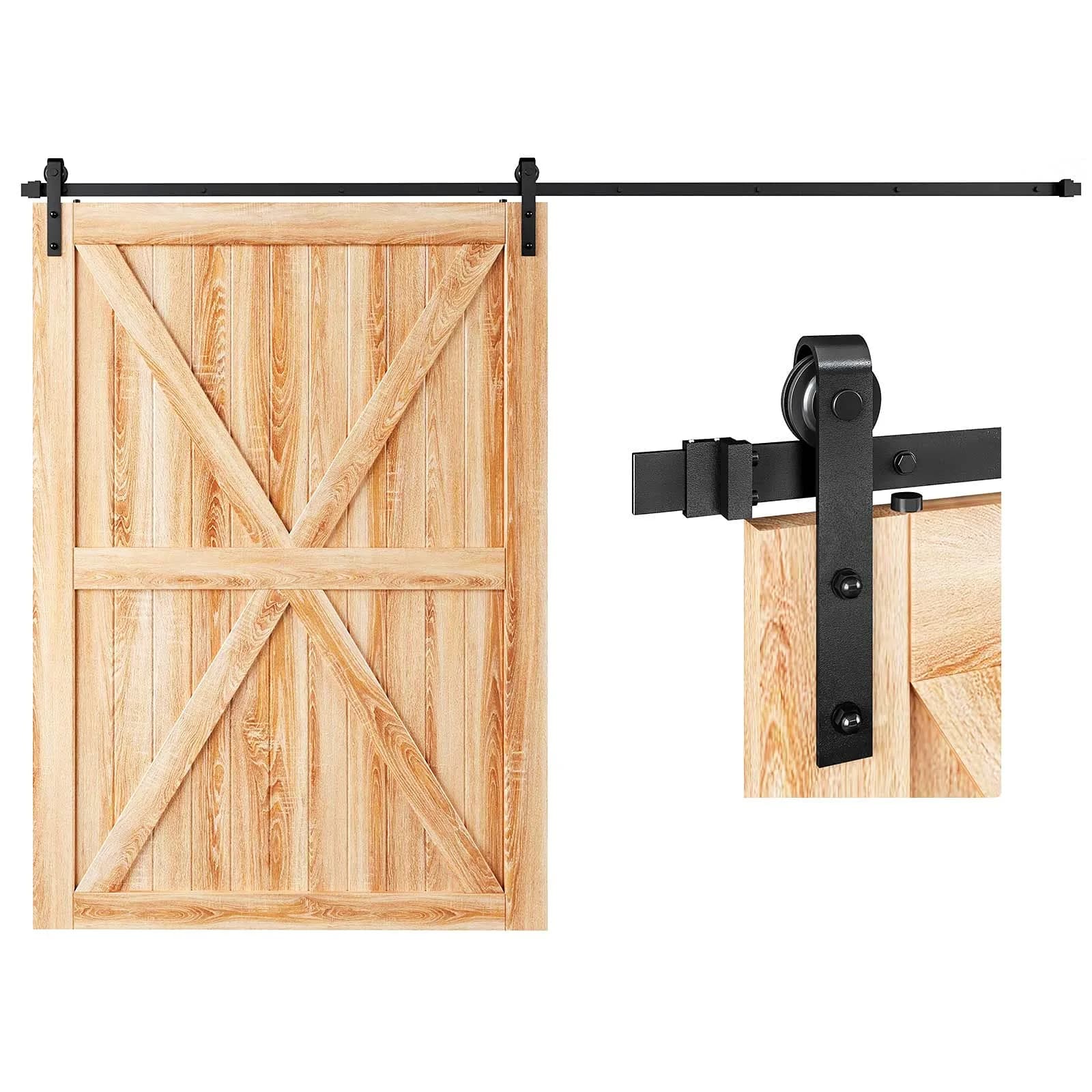 EaseLife 12 FT Sliding Barn Door Hardware Track Kit | Smooth & Quiet, Easy Install (12FT Track Kit for 72" Wide Single Door) — 10 Feet