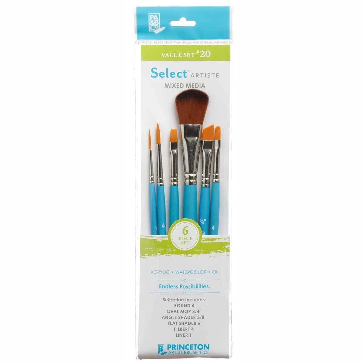 Princeton Select Artiste Series 3750 Paint Brush Set of 6 | Versatile Synthetic Bristles for Acrylic, Watercolor, Oil