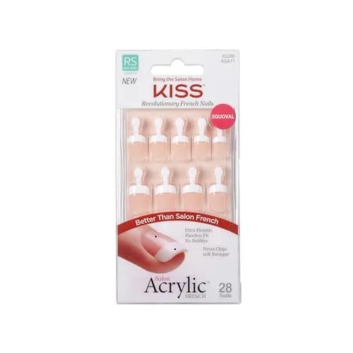 KISS Salon Acrylic Press-On Nails Power Play Pink Real Short Squoval Shape | 28 Nails, 2g Glue, File & Stick Included thumbnail 1
