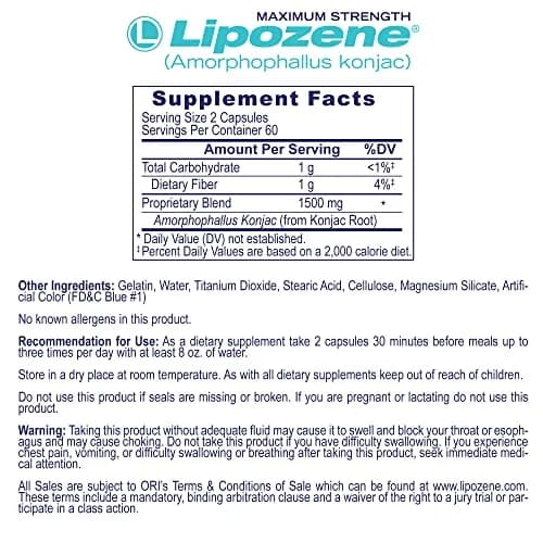 Lipozene MEGA Bottle - 120 Capsules | Largest Appetite Suppressant Size, Supports Fat Loss thumbnail 3