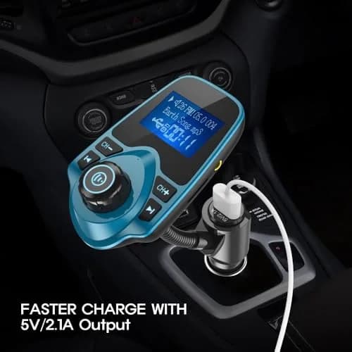 Nulaxy Bluetooth 5.0 Car Adapter FM Transmitter with 1.44" LCD Screen & USB Charger | 12V-24V Input thumbnail 6