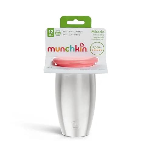 Munchkin Stainless Steel Miracle 360 Sippy Cup 296ml (10 Ounce) | Spill-Proof Toddler Cup for Ages 1+ thumbnail 6