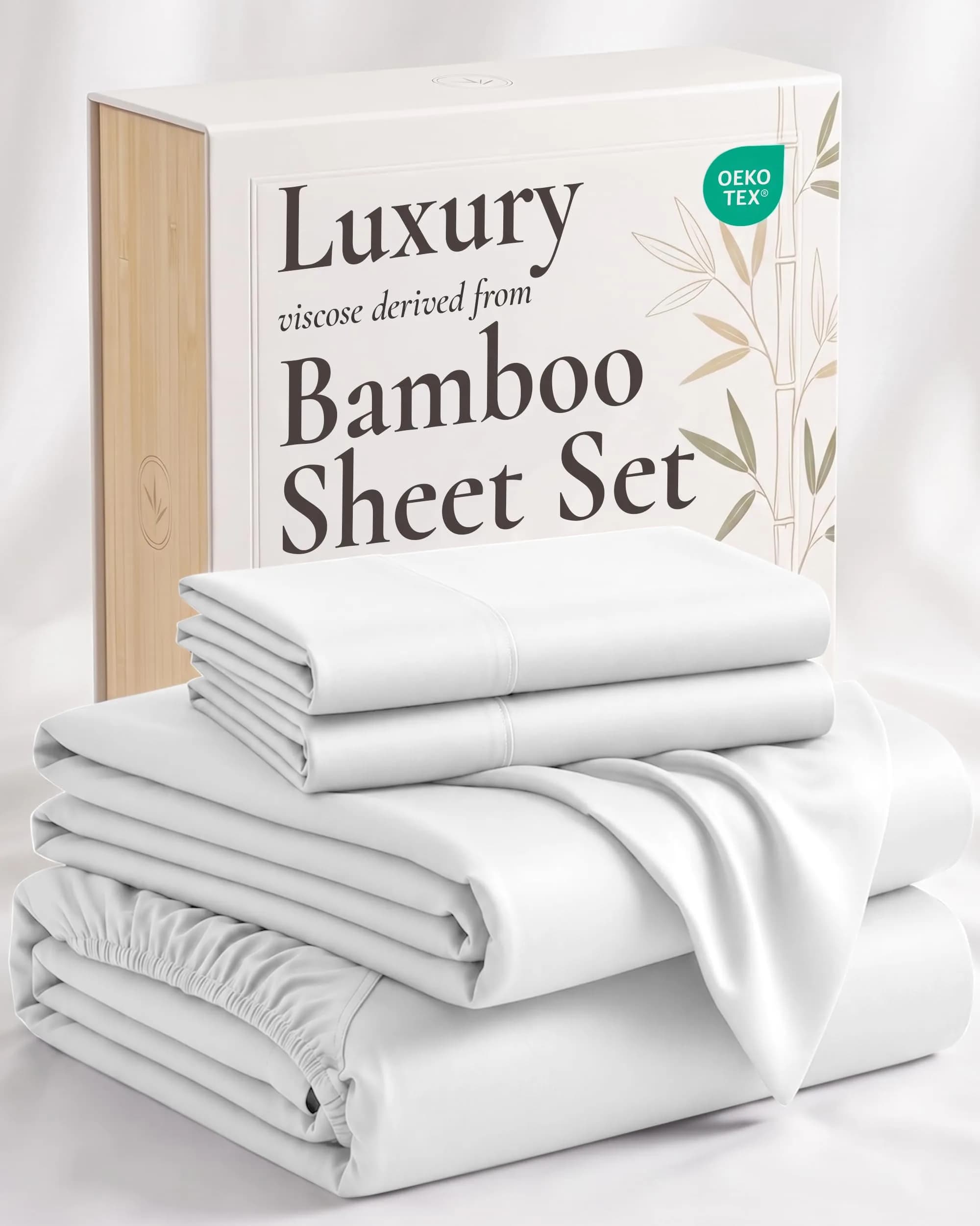 Hotel Sheets Direct White Bamboo Viscose Sheet Set King Size | Cooling, Breathable, Moisture-Wicking Luxury Bedding - main product image