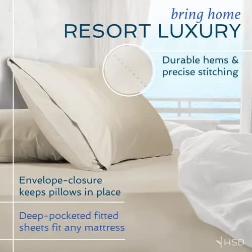 Hotel Sheets Direct White Bamboo Viscose Sheet Set King Size | Cooling, Breathable, Moisture-Wicking Luxury Bedding thumbnail 4