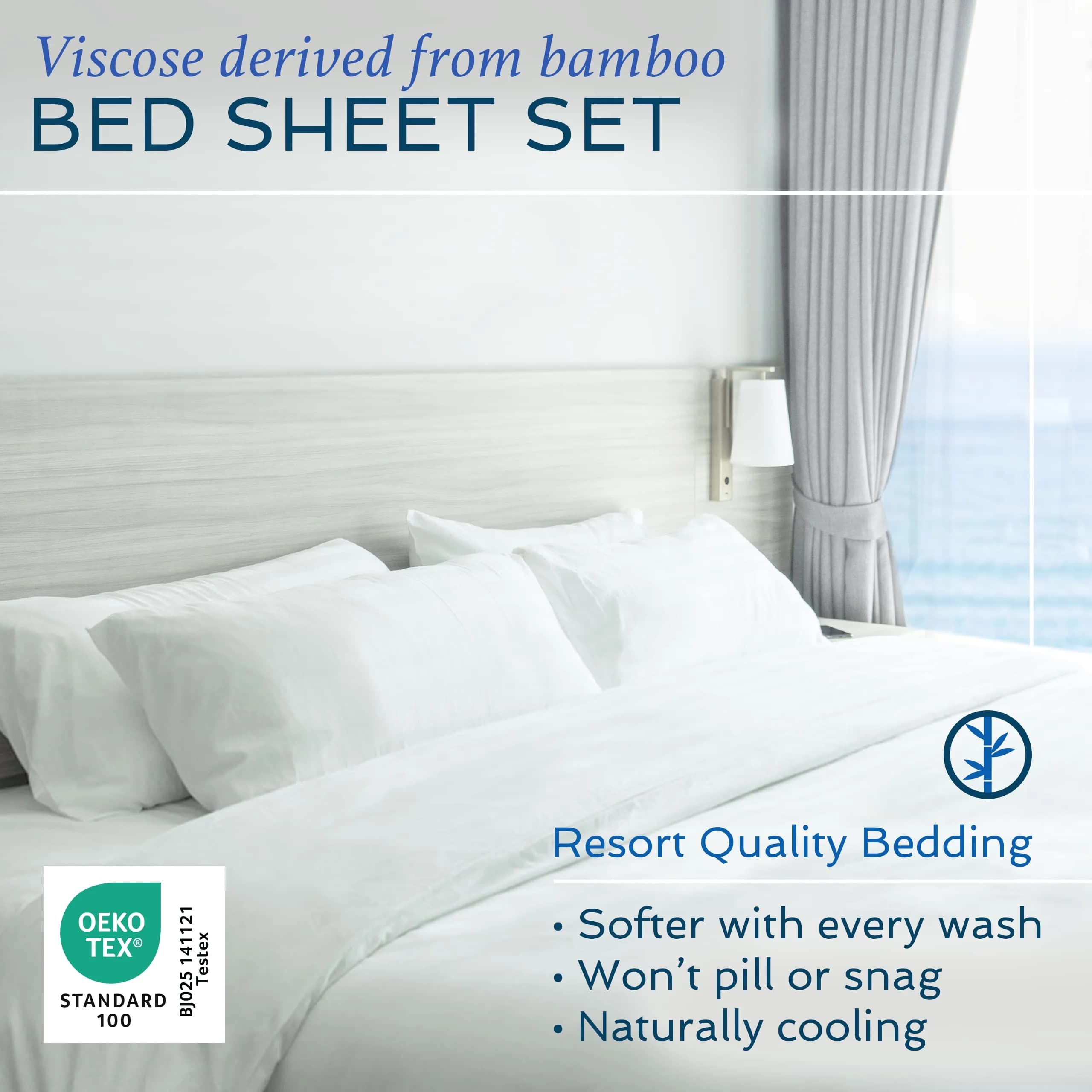 Hotel Sheets Direct White Bamboo Viscose Sheet Set King Size | Cooling, Breathable, Moisture-Wicking Luxury Bedding - view 2