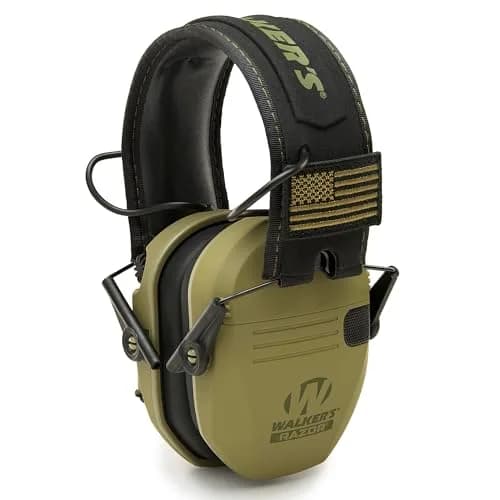 Walker's Razor Slim Patriot Series Electronic Earmuffs Olive Drab Green | 23dB Noise Reduction Rating thumbnail 1