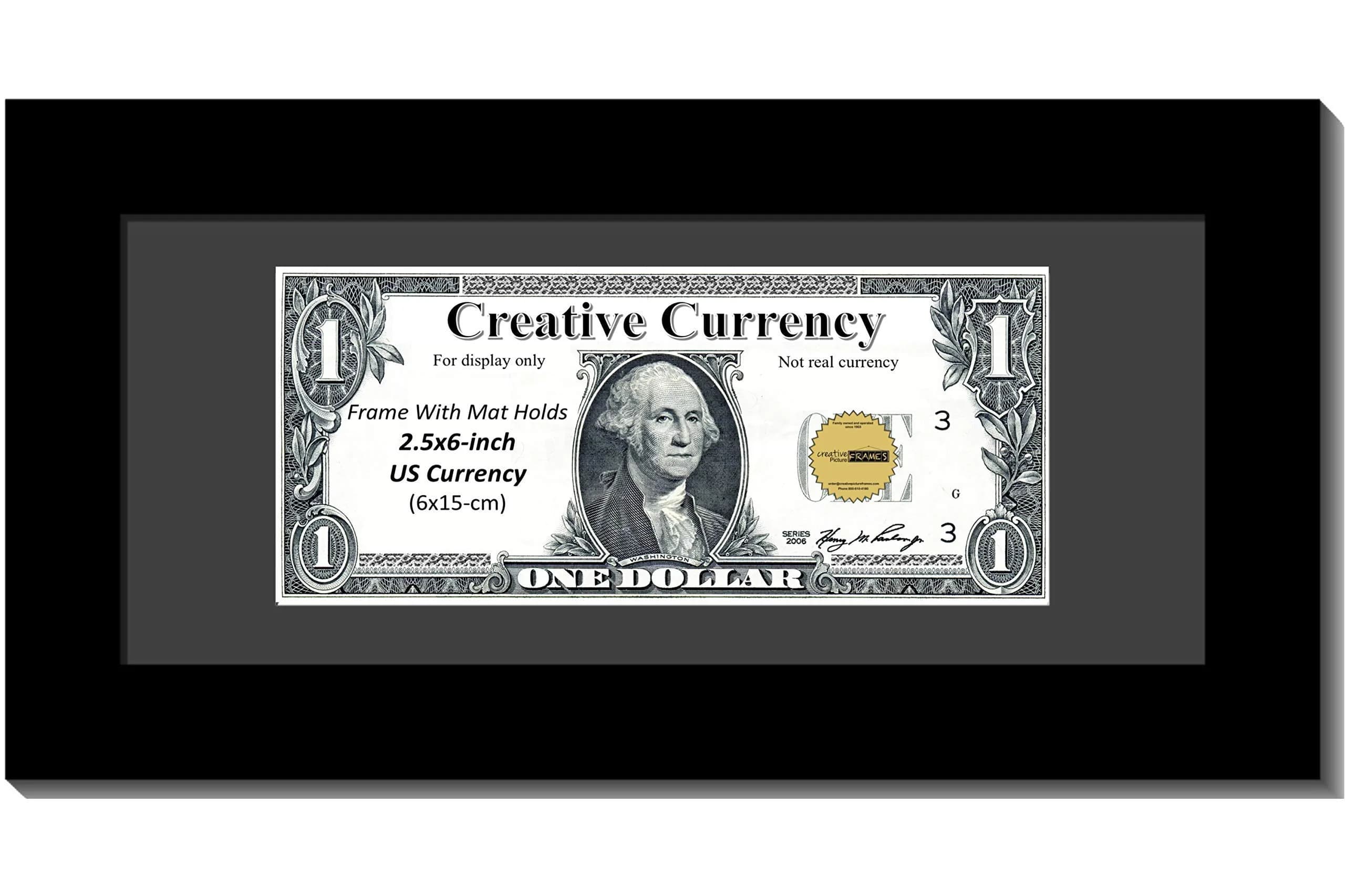 Creative Picture Frames 4x9 Black Dollar Frame with Mat & Stand | Eco-Friendly Molding, Full Glass