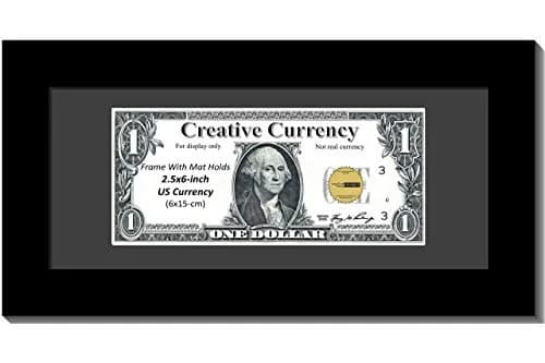 Creative Picture Frames 4x9 Black Dollar Frame with Mat & Stand | Eco-Friendly Molding, Full Glass thumbnail 1