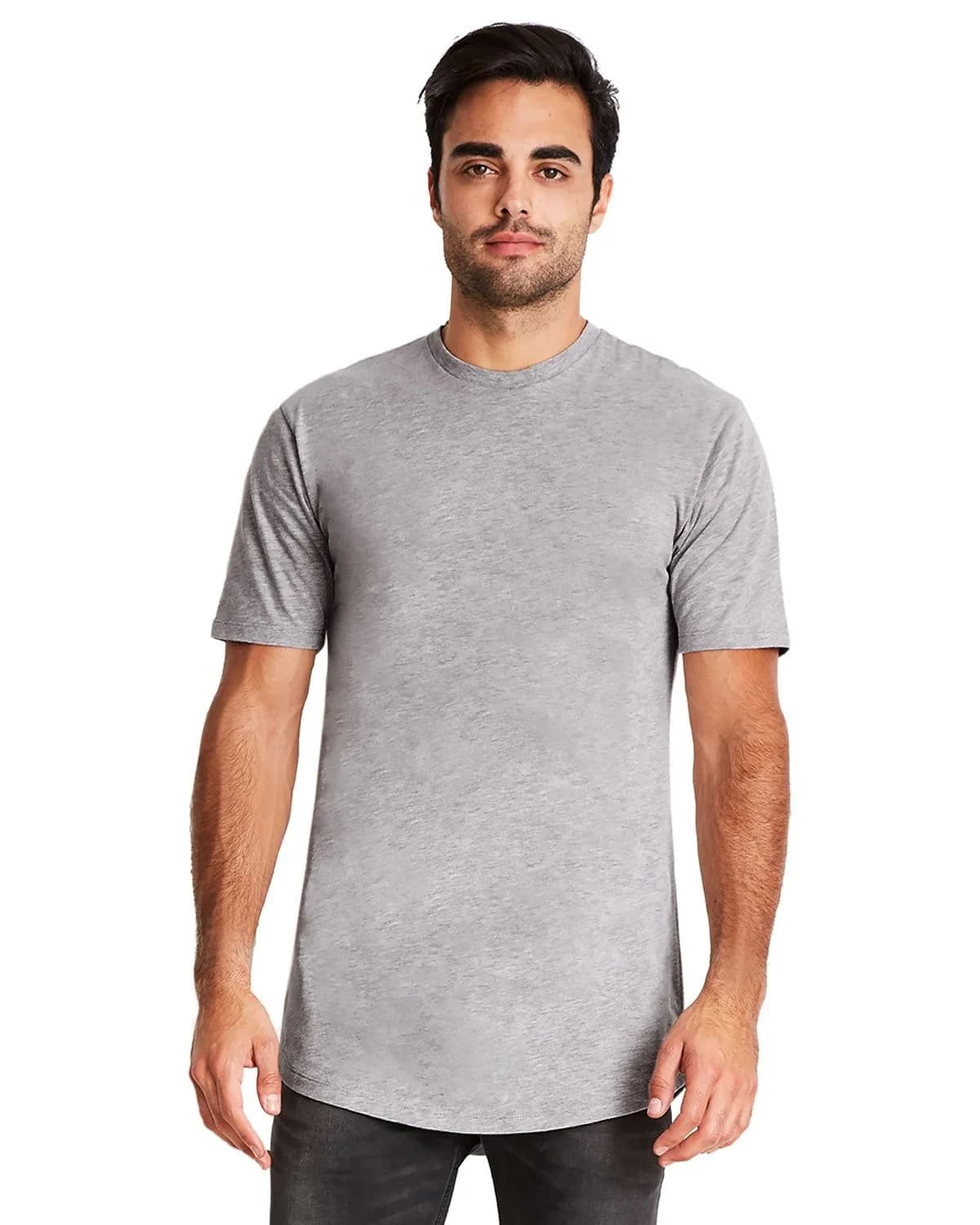 Next Level Men's Cotton Long Body Crew L HEATHER GRAY thumbnail 1