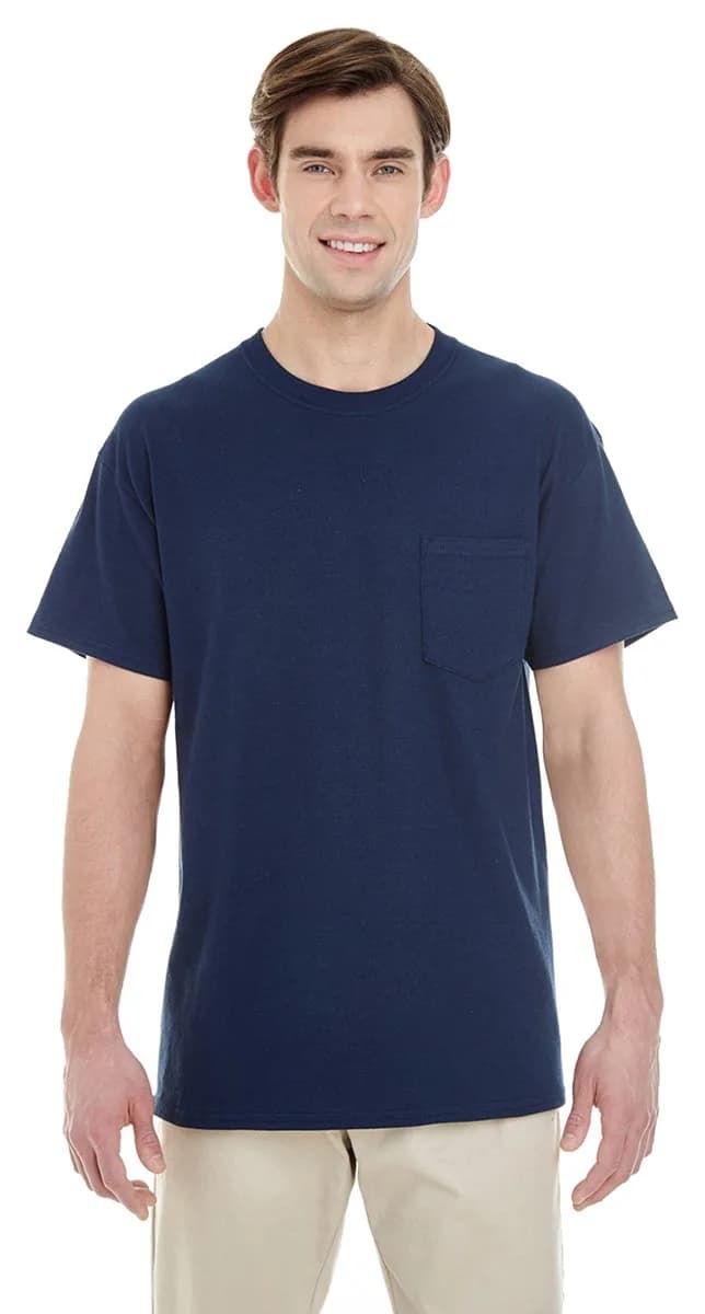 Gildan Heavy Cotton 100% Cotton Pocket T-Shirt Navy | Casual, Durable & Comfortable (70-120 chars) — Navy