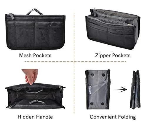 Vercord Purse Organizer Insert for Handbags Large | 13 Pockets Nylon with Adjustable Sides thumbnail 4