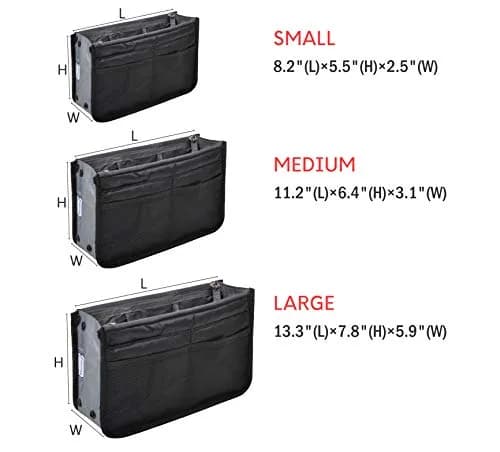 Vercord Purse Organizer Insert for Handbags Large | 13 Pockets Nylon with Adjustable Sides thumbnail 3