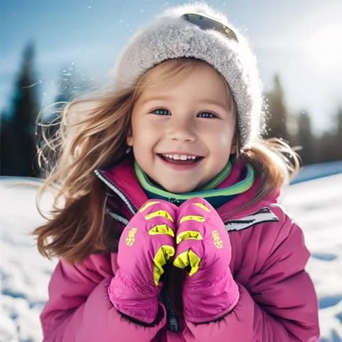 AMYIPO Kids Winter Snow Ski Gloves for Boys Girls (Pink, 4-5 Years) | Water-Resistant & Windproof Fleece Lined thumbnail 7