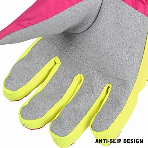 AMYIPO Kids Winter Snow Ski Gloves for Boys Girls (Pink, 4-5 Years) | Water-Resistant & Windproof Fleece Lined thumbnail 3