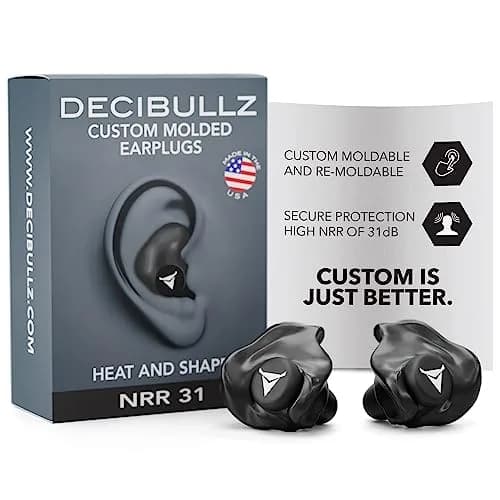 Decibullz Custom Molded Ear Plugs | 31dB NRR Shooting Ear Protection in Black thumbnail 1