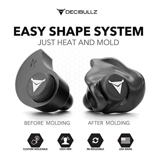 Decibullz Custom Molded Ear Plugs | 31dB NRR Shooting Ear Protection in Black thumbnail 2