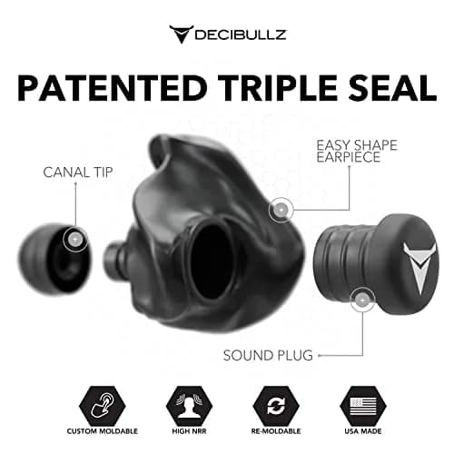 Decibullz Custom Molded Ear Plugs | 31dB NRR Shooting Ear Protection in Black thumbnail 3