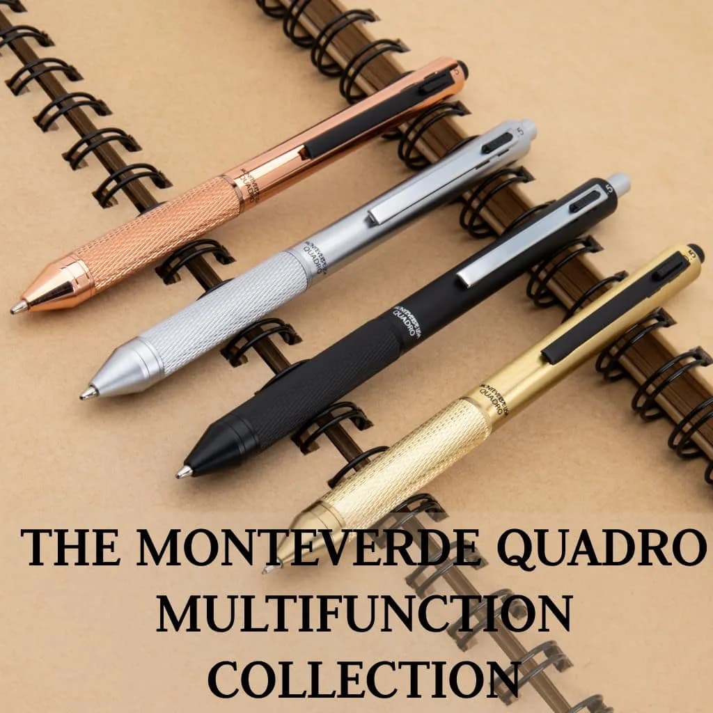 Monteverde USA Quadro 4-in-1 Multifunction Pen Black | Brass Barrel, Knurled Grip, 0.5mm Pencil & 3 Ballpoints - view 6
