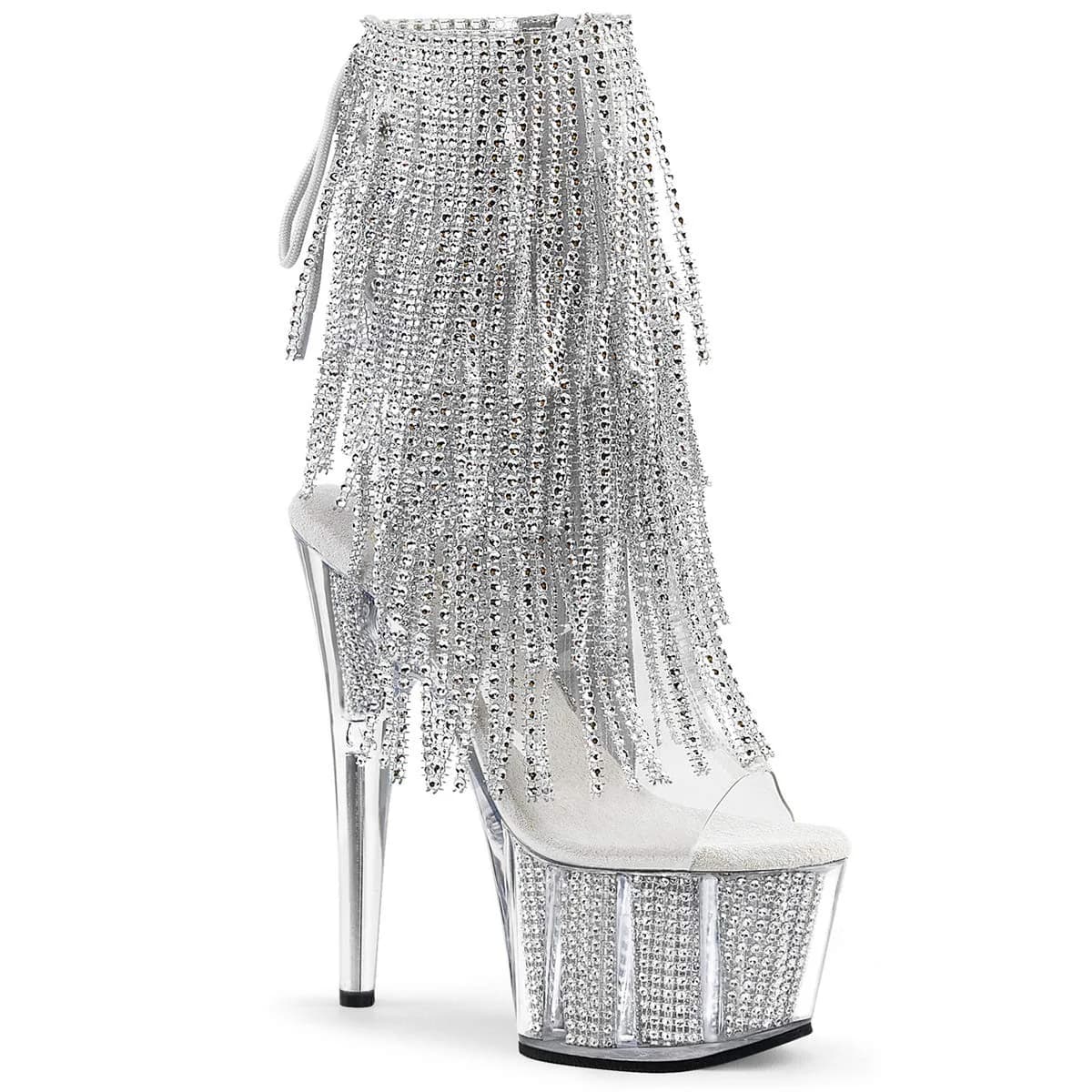 Pleaser Women's Adore-1017SRS Ankle Boot 7" Heel | Glitter & Rhinestone Fringe, Fall Style - main product image