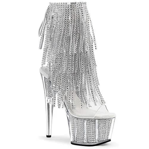Pleaser Women's Adore-1017SRS Ankle Boot 7" Heel | Glitter & Rhinestone Fringe, Fall Style thumbnail 1