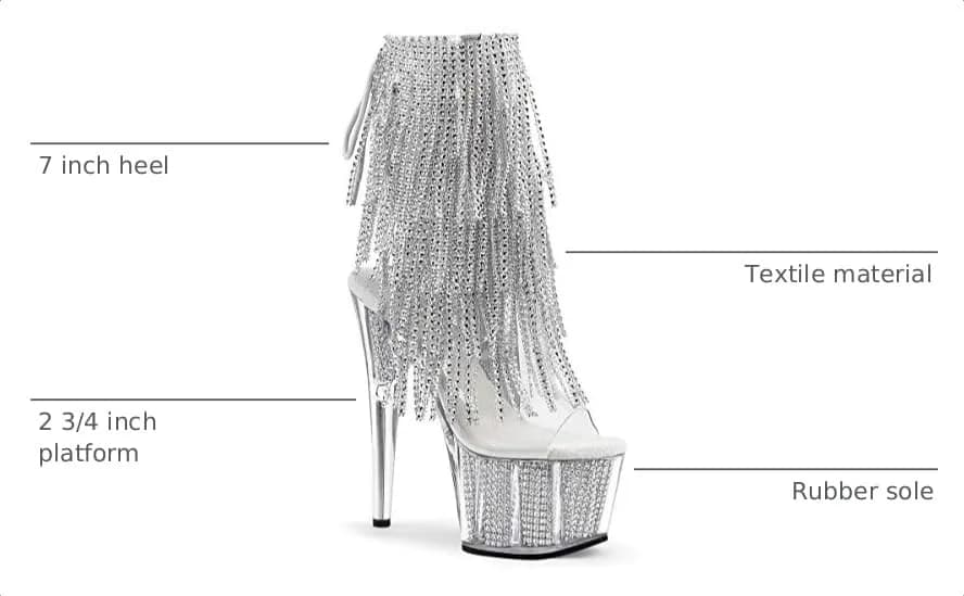 Pleaser Women's Adore-1017SRS Ankle Boot 7" Heel | Glitter & Rhinestone Fringe, Fall Style thumbnail 4