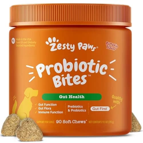 Zesty Paws Probiotics for Dogs - Gut Health Soft Chews, Pumpkin, 90 Ct | Supports Digestive & Immune Function thumbnail 1