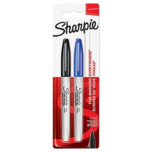 Sharpie Permanent Markers Fine Point Black & Blue 2 Count | Fade & Water Resistant Ink thumbnail 1