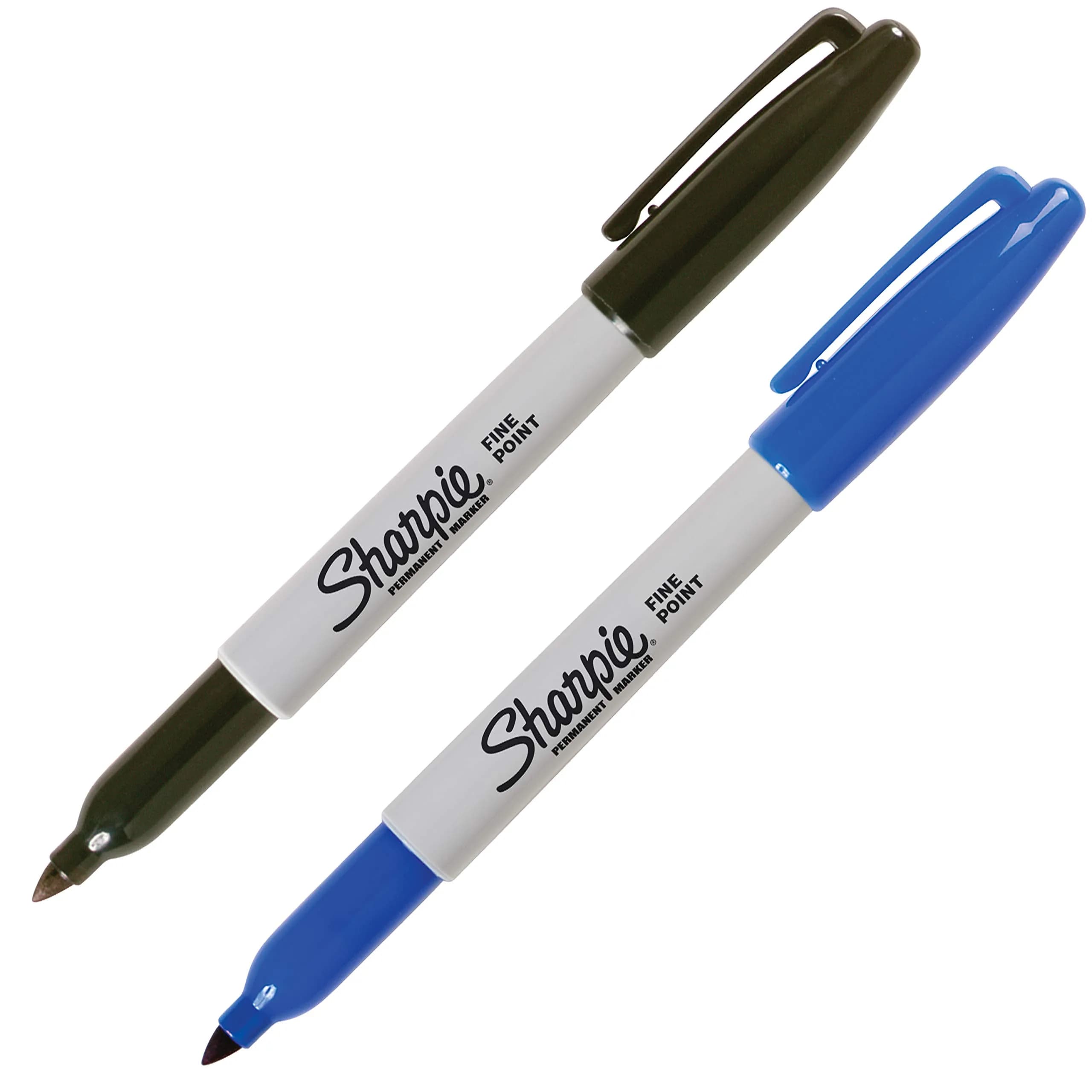 Sharpie Permanent Markers Fine Point Black & Blue 2 Count | Fade & Water Resistant Ink - view 2