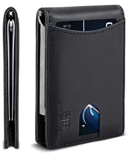 SERMAN BRANDS RFID Blocking Slim Bifold Genuine Leather Wallet for Men with Money Clip | Minimalist Front Pocket Design thumbnail 1