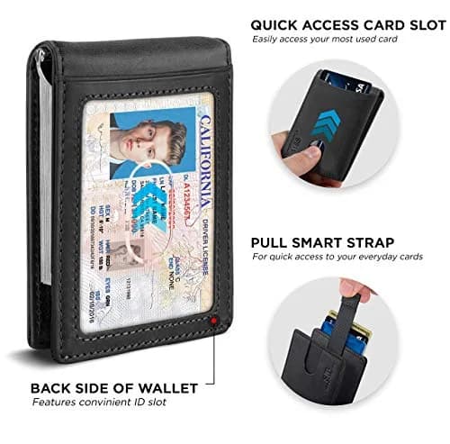 SERMAN BRANDS RFID Blocking Slim Bifold Genuine Leather Wallet for Men with Money Clip | Minimalist Front Pocket Design thumbnail 4